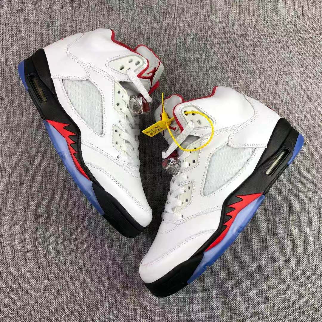 2020 Air Jordan 5 White Fire Red For Women - Click Image to Close